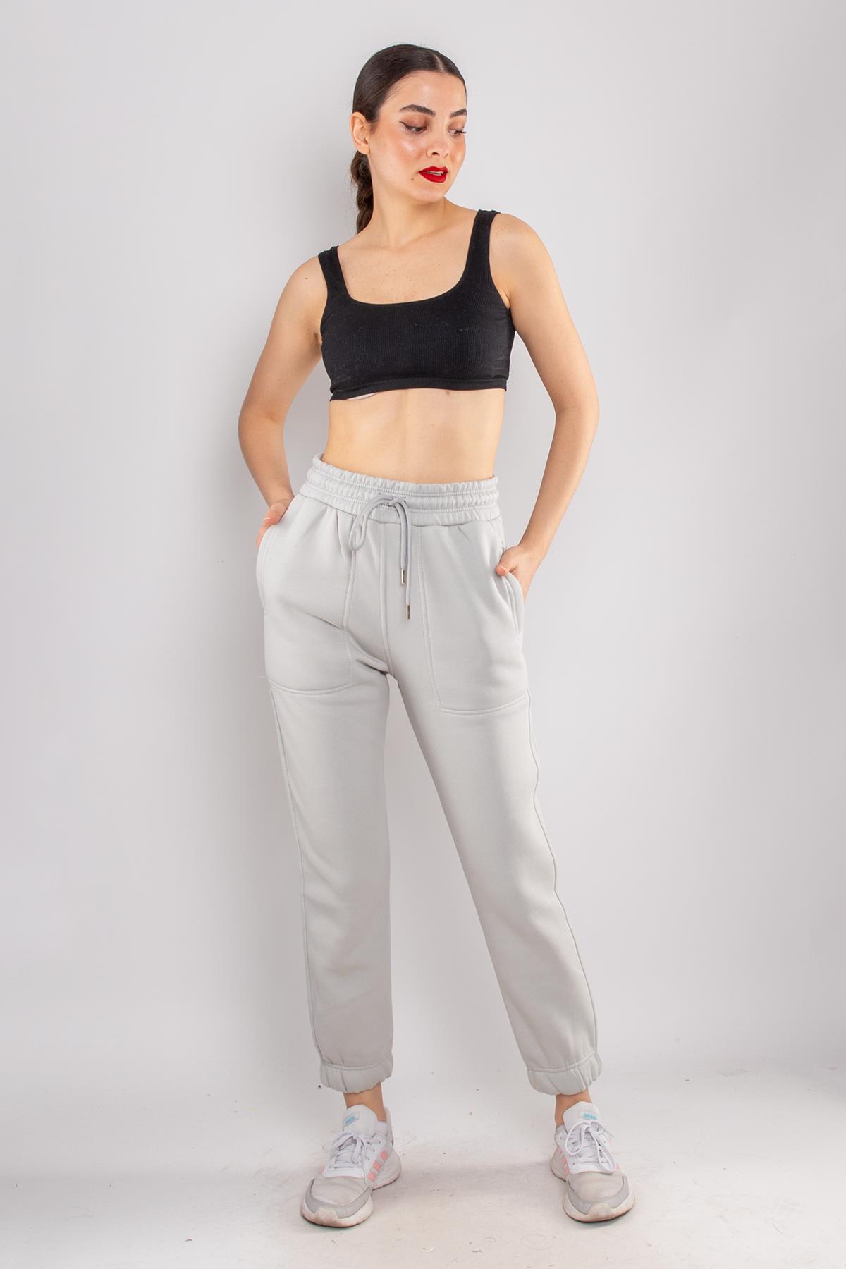 5128 Beli Paçası Lastikli Cepli Çimalı İçi Şardonlu Eşofman