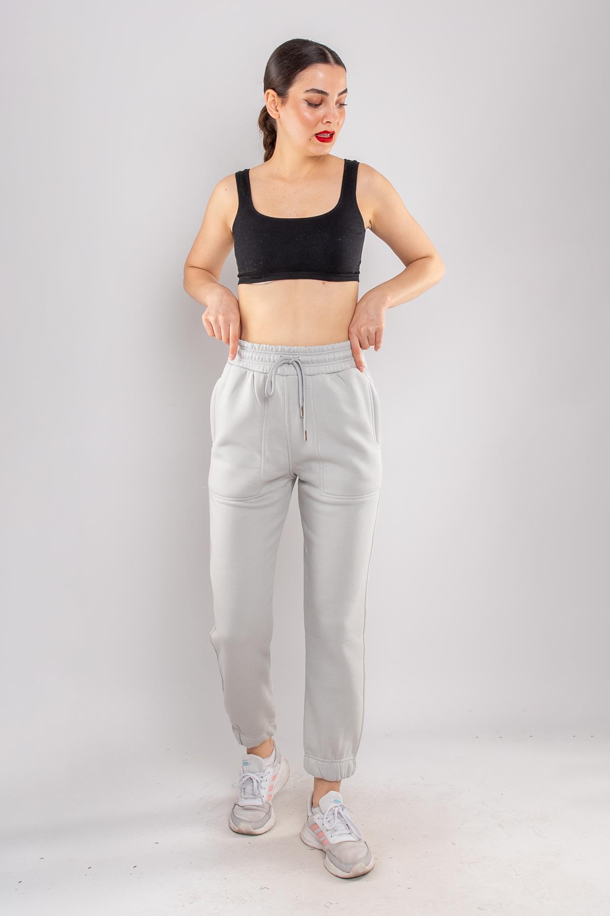 5128 Beli Paçası Lastikli Cepli Çimalı İçi Şardonlu Eşofman