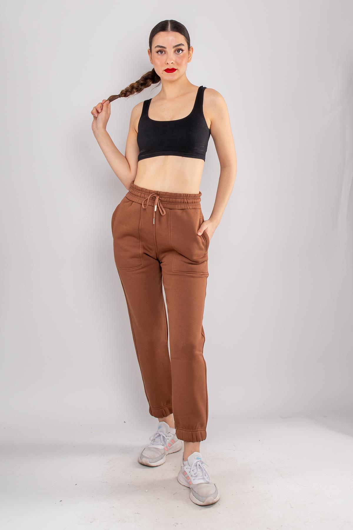 5128 Beli Paçası Lastikli Cepli Çimalı İçi Şardonlu Eşofman