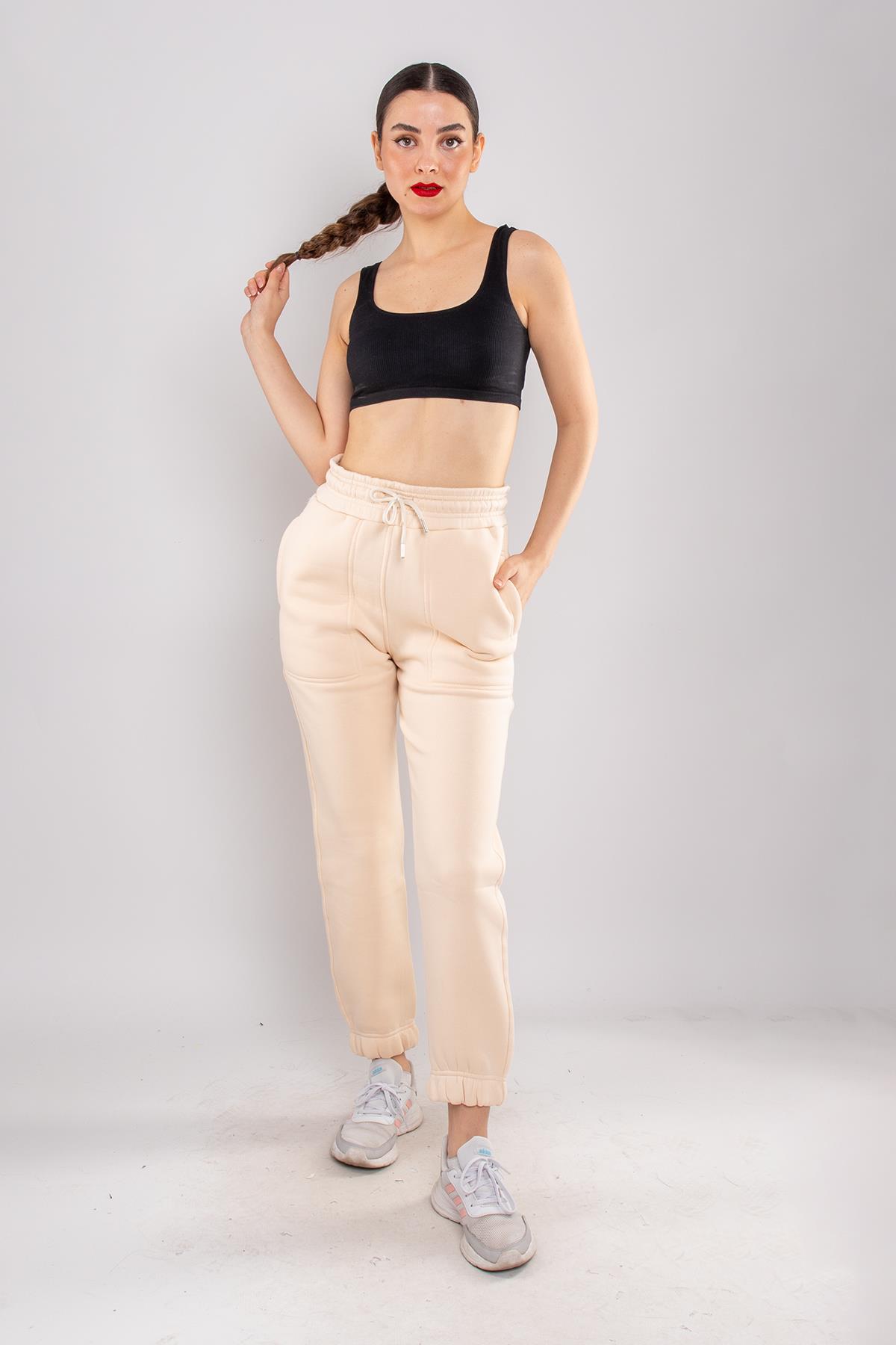 5128 Beli Paçası Lastikli Cepli Çimalı İçi Şardonlu Eşofman