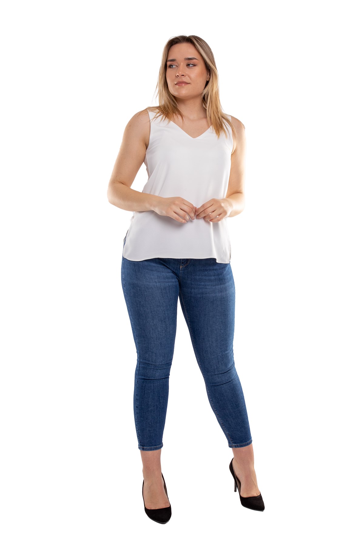 615 Büyük Beden Yüksekbel Likralı Kadın Kot Pantolon