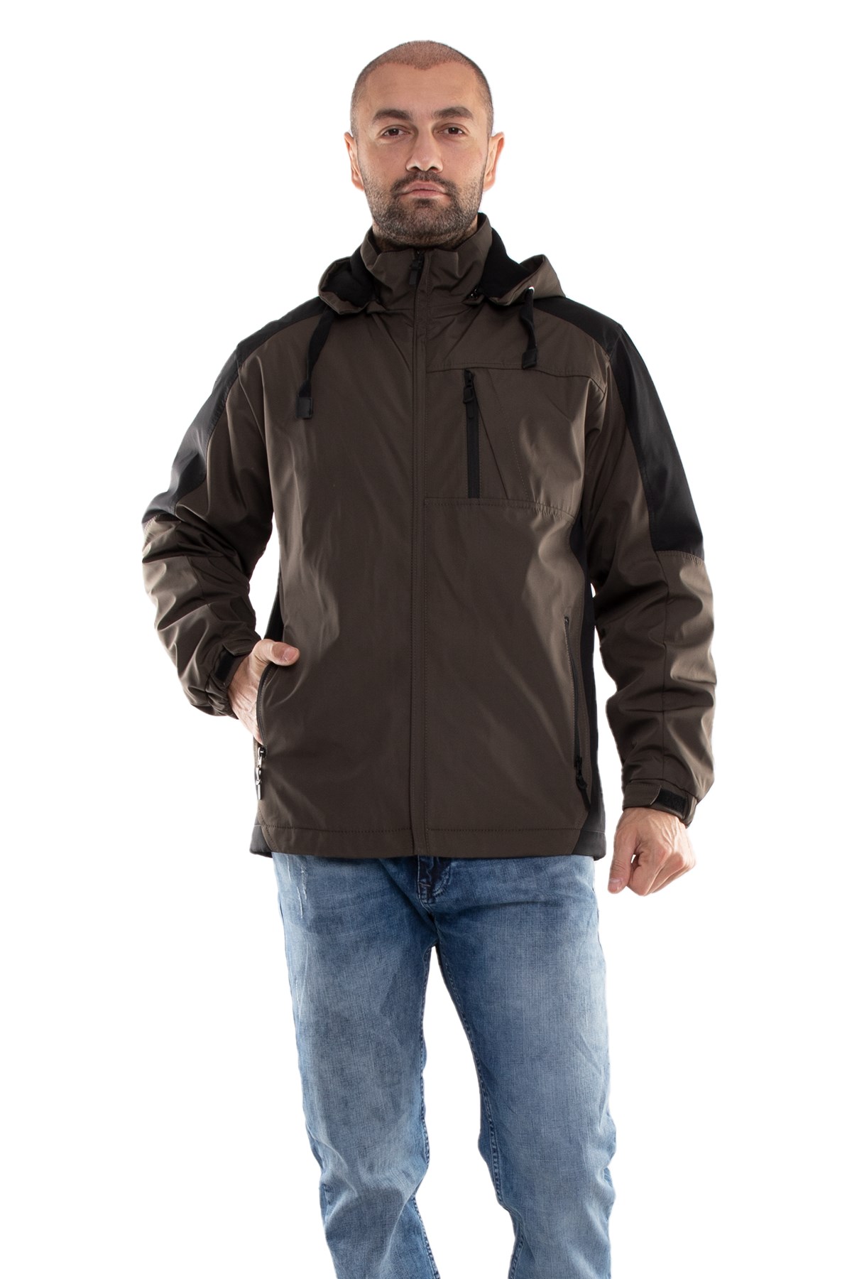 99437-287 RegularFit Kapşonlu Kısa İkiRenkli Erkek Mont