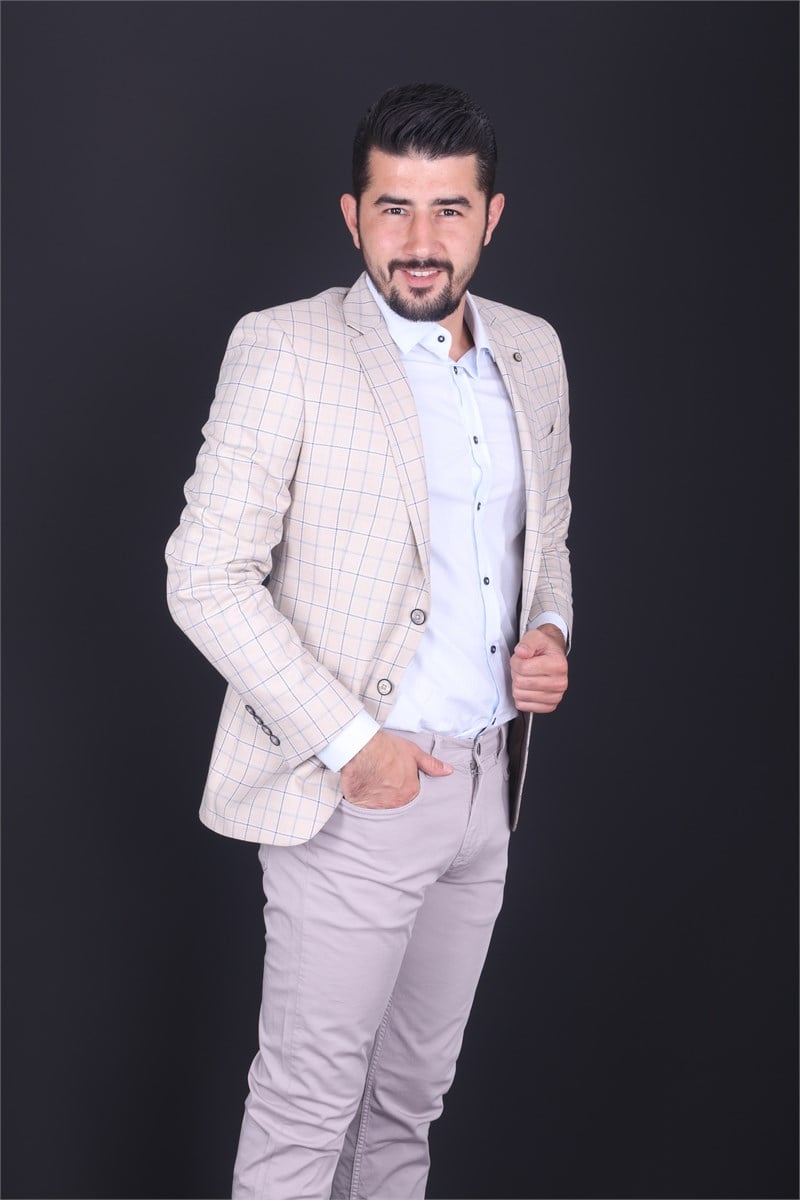 J16Y04017 KARELİ SLİMFİT 6 DROP TEK CEKET