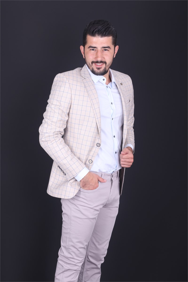 J16Y04017 KARELİ SLİMFİT 6 DROP TEK CEKET