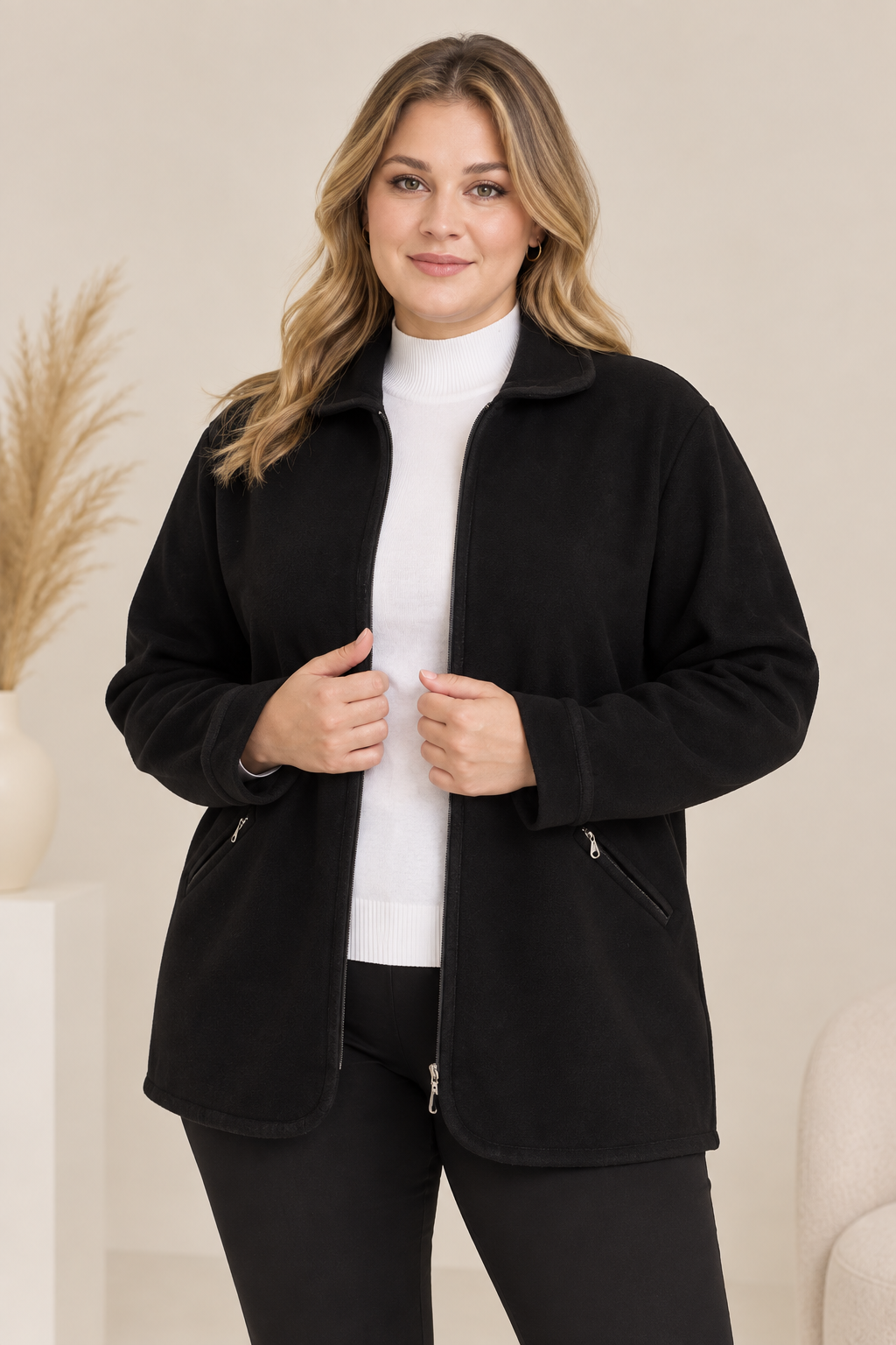 T4115 Fermuarlı Cepli Triko Çelik Örme Ceket