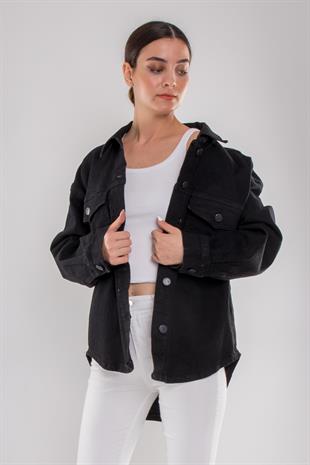 055 Pamuklu Kadın Kot Gömlek Ceket