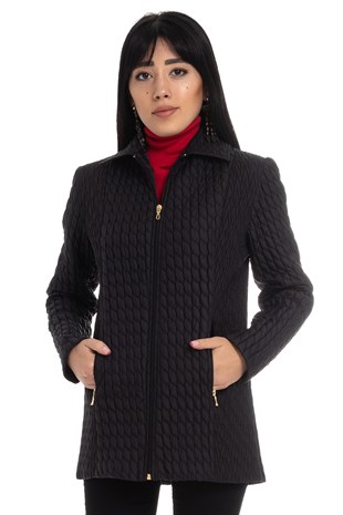 102 KB Baklava Desenli Kendinden Lastikli Kapitone Kadın Mont