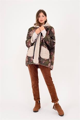 10299-18 Nergis Desen İçi Polarlı Nubuk Kaban