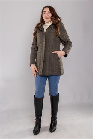 1059 Büyük Beden İçi Kürklü Kapitone Kadın Mont