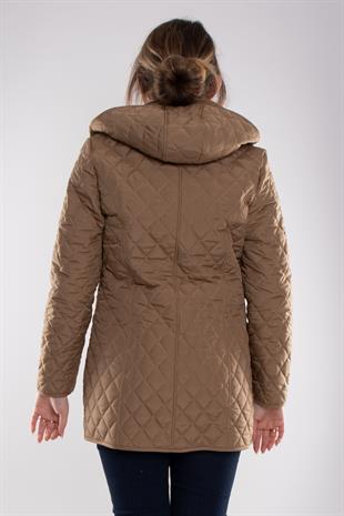 1060 Battal Beden İçi Kürklü Kapitone Kadın Mont