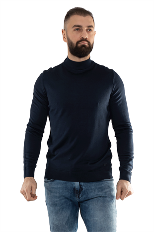 12108 Yarım Balıkçı Yünlü Triko Erkek Kazak