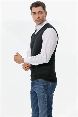 12109 Yünlü V Yaka Erkek Triko Süveter