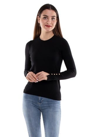 1267 Bisiklet Yaka Kol Ortası Droplu Kadın Kazak