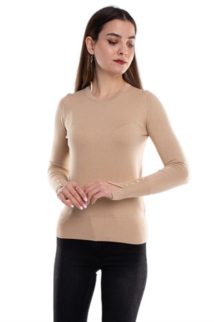 1267 Bisiklet Yaka Kol Ortası Droplu Kadın Kazak