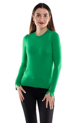 1267 Bisiklet Yaka Kol Ortası Droplu Kadın Kazak