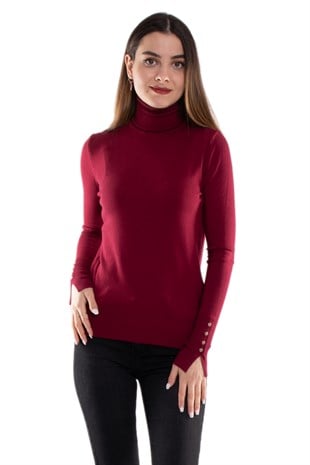 1268 Balıkçı Yaka Kolu Droplu Kadın Kazak