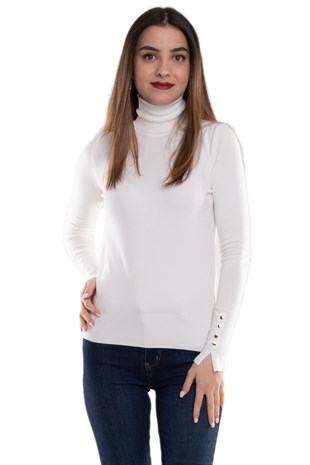 1268 Balıkçı Yaka Kolu Droplu Kadın Kazak