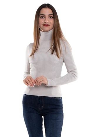 1297 Balıkçı Yaka Fitilli Basic Kadın Kazak