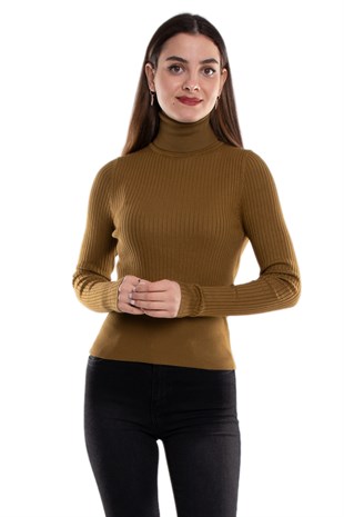 1297 Balıkçı Yaka Fitilli Basic Kadın Kazak