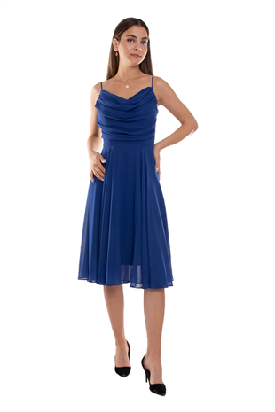 1303 Önü Degaje Kısa Şifon Elbise