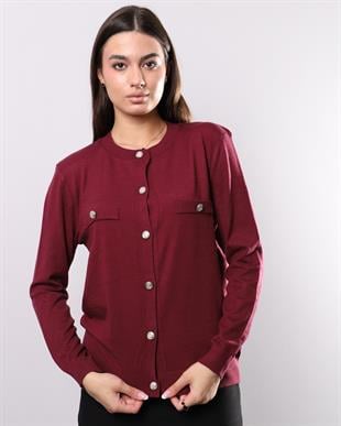 140 Cep Detay Özel Düğmeli Fleto Cep Basic Triko Hırka