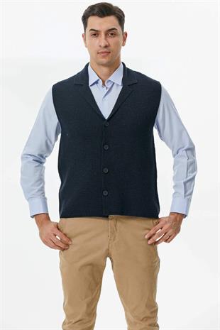 14246 Polo Yaka Düğmeli Erkek Yelek