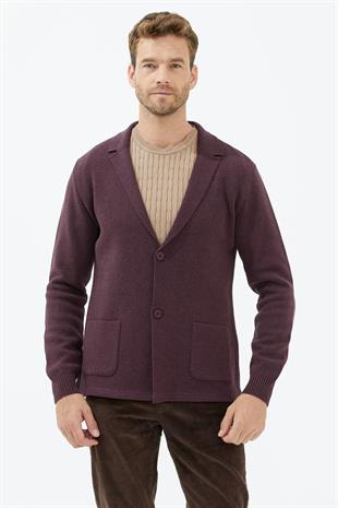 14268 Polo Yaka Düğmeli Erkek Triko Ceket