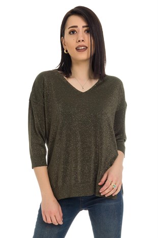 158 Vyaka Simli Truvakar Kol İnce Triko Bluz