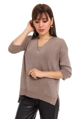 158 Vyaka Simli Truvakar Kol İnce Triko Bluz