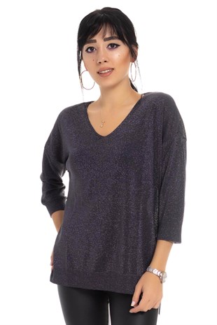 158 Vyaka Simli Truvakar Kol İnce Triko Bluz