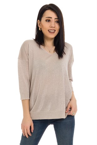 158 Vyaka Simli Truvakar Kol İnce Triko Bluz