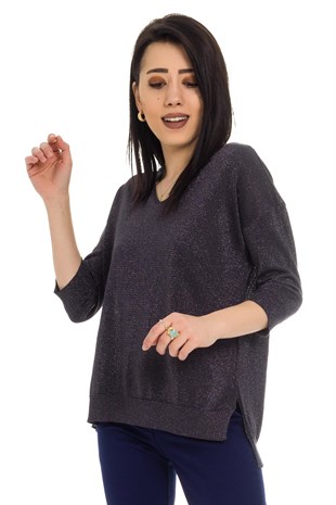 158 Vyaka Simli Truvakar Kol İnce Triko Bluz