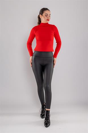 1740 Geniş Kemer Mat Deri Tayt