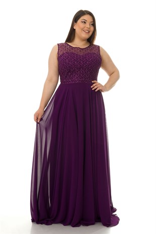 18108 BB SİMLİ DESENLİ UZUN ABİYE ELBİSE