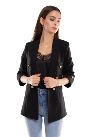 1825 Truvakar Kol Gold Düğmeli Blazer Ceket