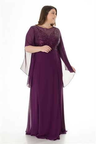 19154 PULPAYET VALONLI KOL TÜL UZUN ABİYE