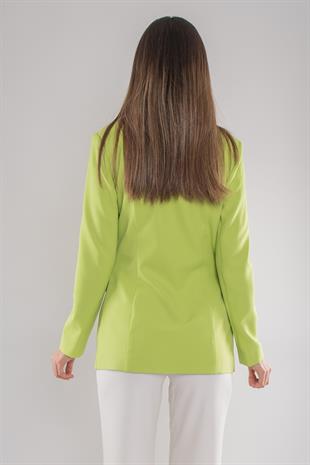 1942 Tek Düğme Cep Broşlu Kapaklı Kadın Ceket