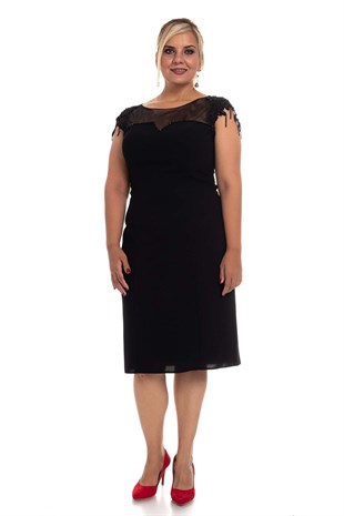 2004 BB Kolu Nakış İşli Boncuklu Kısa Elbise