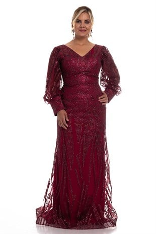 20152 BB V Yaka Sim Uzun Kol Balık Elbise