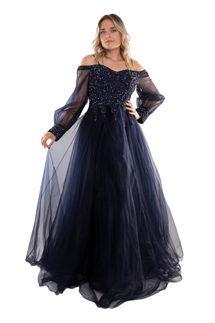 21011 Tam Seri Tül Kol Gögüs Boncuk İşleme Nişanlık