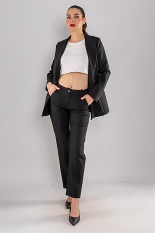 2102 4 Düğme Kruvaze Yaka Ceket Pantolon İkili Takım