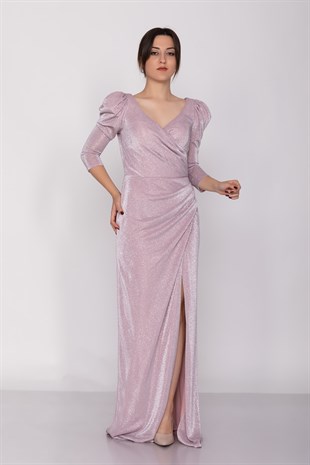 2102 KB Karpuz Kol Drapeli Sim Uzun Elbise