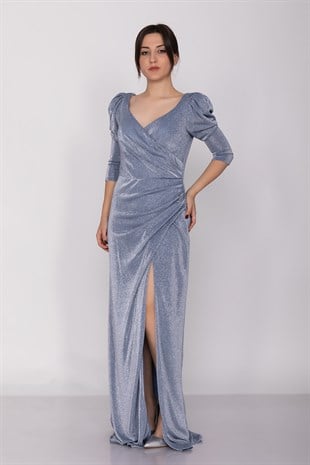 2102 KB Karpuz Kol Drapeli Sim Uzun Elbise