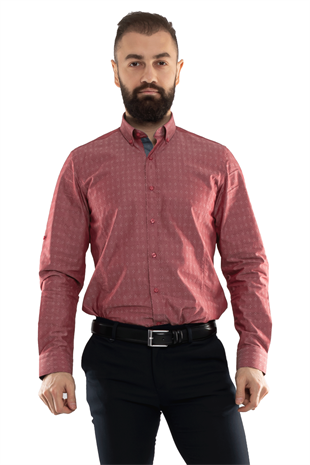 2151 SF Çiçek Desenli Uzun Kol Gömlek