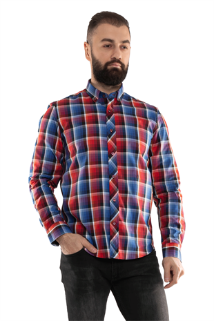 2186 ERTEN SF KARELİ KARIŞIK RENKLİ GÖMLEK