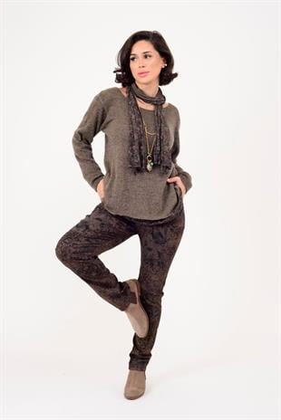 21980 Safari Desen Kemerli Pantolon