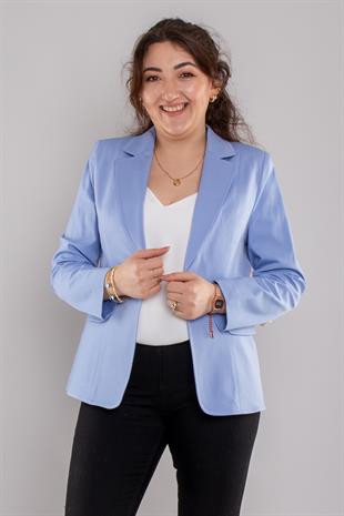 221 Büyük Beden Keten Tek Düğme Ceket