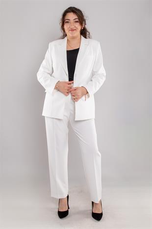 2231 Büyük Beden İki Düğme Blazer Ceket Pantolon Takım