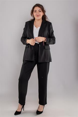 2231 Büyük Beden İki Düğme Blazer Ceket Pantolon Takım