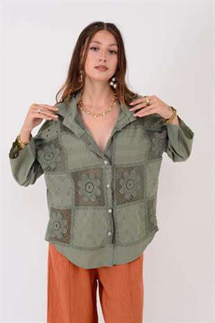 23019 Krizantem Dantelli Gömlek